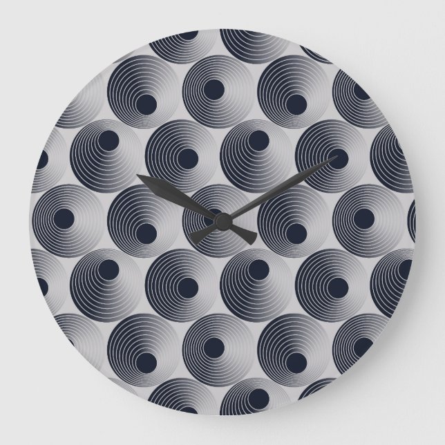 Silver-black mosaic: concentric rings texture. large clock (Front)