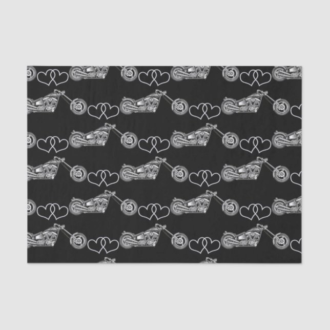 Silver Black Motorcycle Bike Biker Custom Tissue Paper (Front)