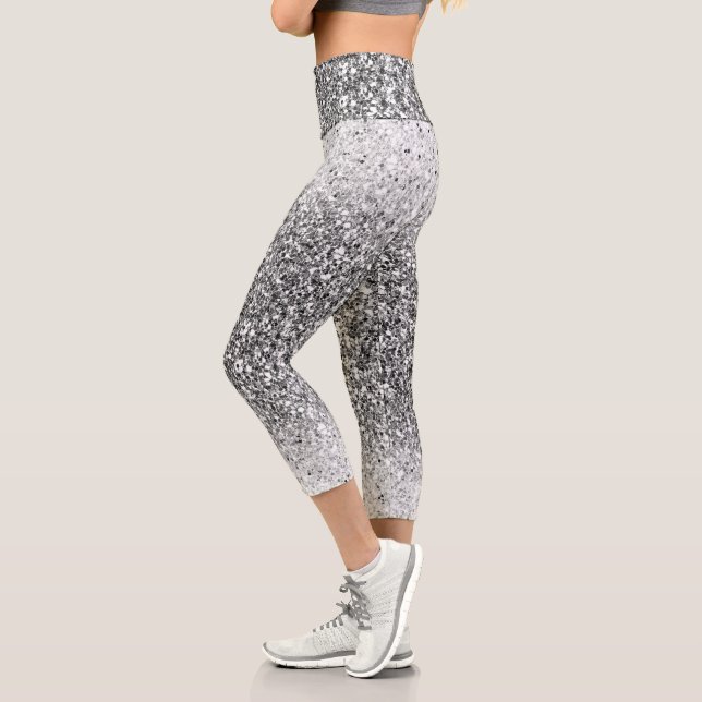 Silver-Black Ombre Glitters Capri Leggings (Left)