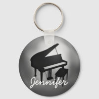 Silver Black Piano Name Monogram Student Gift