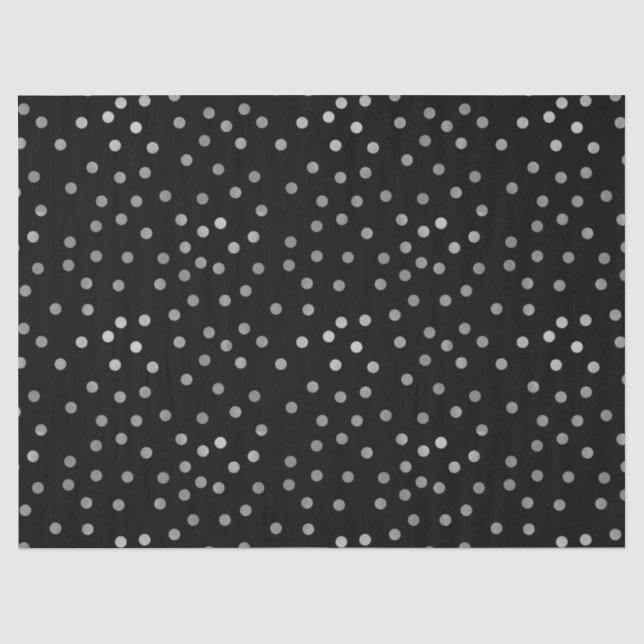 Silver Black Polka Dots Tissue Paper (Front)