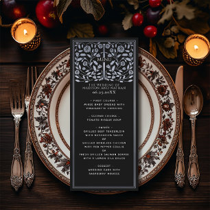 Silver Black Royal Medieval Sword Wedding  Menu