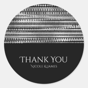 Silver & Black Simple Modern Elegant Favour Classic Round Sticker