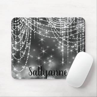 SILVER BLACK SPARKLE DIAMONDS Mouse Pad