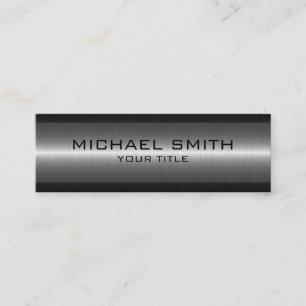 Silver Black Stainless Steel Metal Look Mini Business Card
