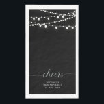 Silver Black String Light Elegant Lettering Cheers Napkin<br><div class="desc">Add stylish detail to your special day with this custom party napkin. This design features elegant script lettering " Cheers" with string lights. You can personalize the text for any event or party. Matching invitations and party supplies are available in my shop BaraBomDesign.</div>