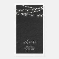 Silver Black String Light Elegant Lettering Cheers