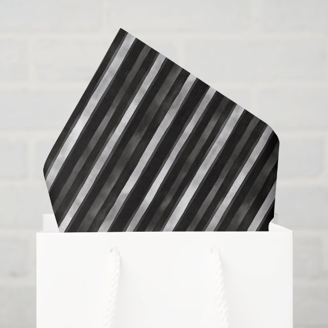 Silver Black Stripes Wedding Tissue Paper (Gift Bag)