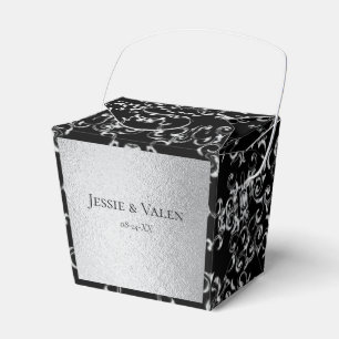 Silver & Black Swirl Gothic Wedding Favor Box