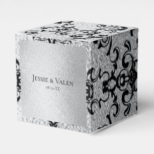 Silver & Black Swirl Gothic Wedding Favor Box