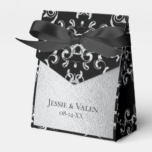 Silver & Black Swirl Gothic Wedding Favor Box