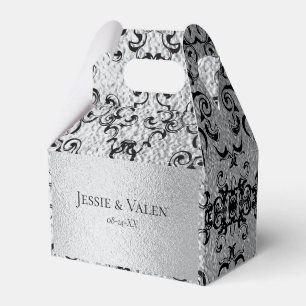 Silver & Black Swirl Gothic Wedding Favor Box