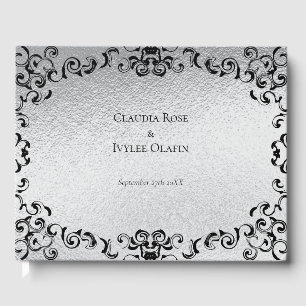 Silver & Black Swirl Gothic Wedding Guest Book