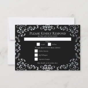 Silver & Black Swirl Gothic Wedding Invitation