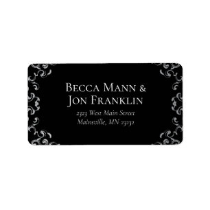 Silver & Black Swirl Gothic Wedding Label