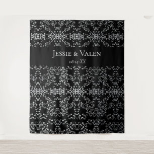 Silver & Black Swirl Gothic Wedding Tapestry