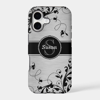 SILVER BLACK SWIRLS YOUR MONOGRAM