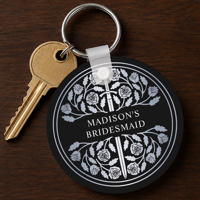 Silver Black Sword Bridesmaid Royal Wedding Gift Keychain (Creator Uploaded)
