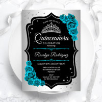 Silver Black Teal Quinceanera
