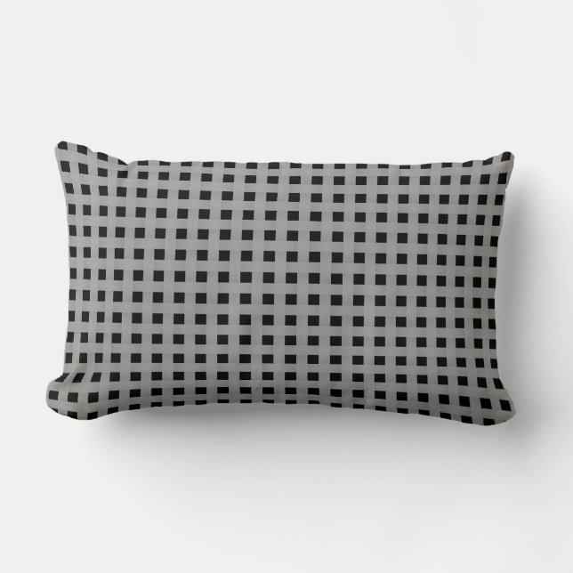Silver Black Weave Pattern Lumbar Pillow (Front)