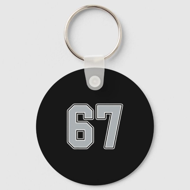 Silver Black White Number 67 Jersey Player Uniform Keychain (Front)
