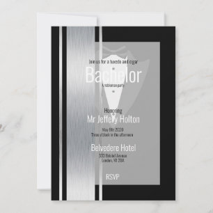 Silver, black & white stripe save the date