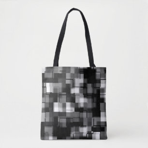 Silver Black White Trendy Pattern Tote Bag