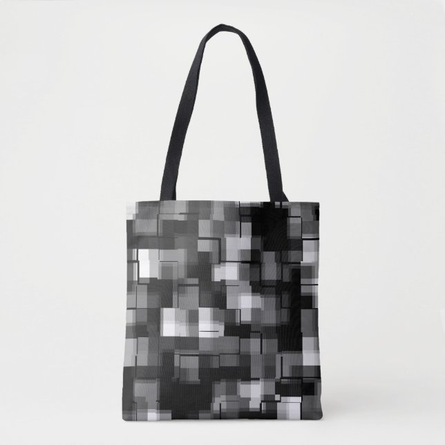 Silver Black White Trendy Pattern Tote Bag (Front)