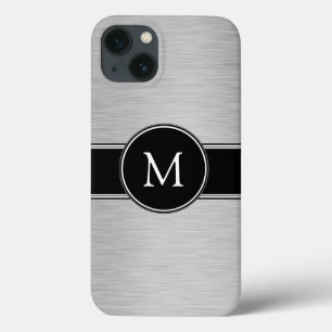 Silver, Black, White with Your Monogram iPhone 13 Case