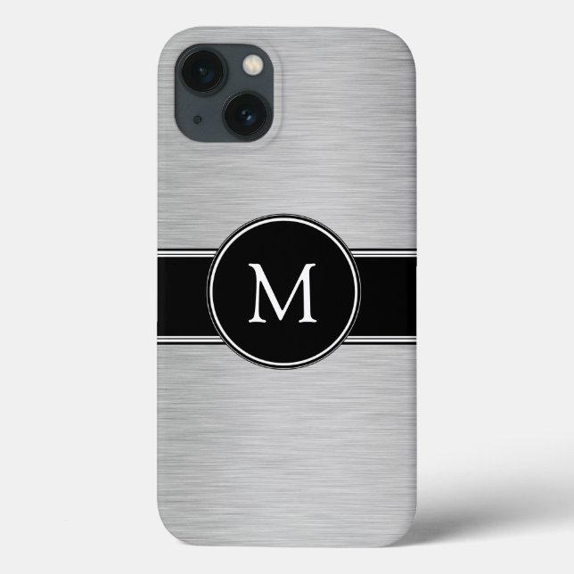 Silver, Black, White with Your Monogram Case-Mate iPhone Case (Back)