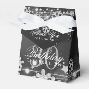 Silver Black Winter 30th Birthday Thank You Favor Box