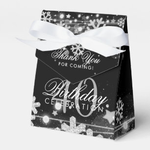 Silver Black Winter 40th Birthday Thank You Favor Box