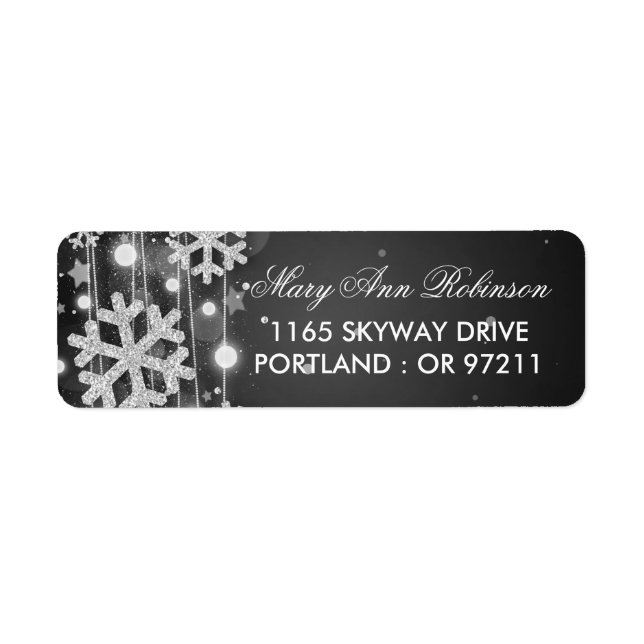Silver Black Winter Birthday Return Address (Front)
