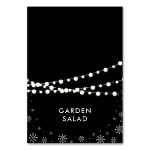 Silver & Black Winter Party Buffet Food Labels Table Number