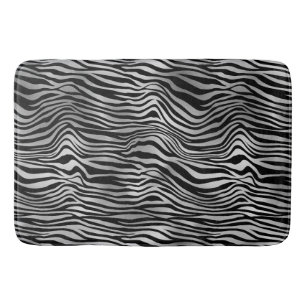 Silver Black Zebra Print Bath Mat