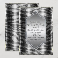 Silver Black Zebra Print Birthday Party Any Event