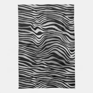 Silver Black Zebra Print Kitchen Towel