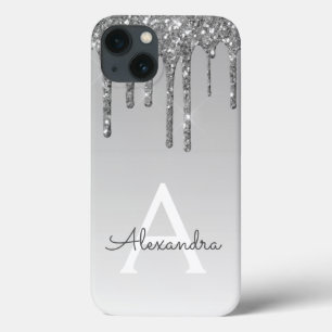 Silver Bling Luxury Sparkle Glitter Monogram Case- iPhone 13 Case