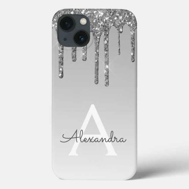Silver Bling Luxury Sparkle Glitter Monogram Case- Case-Mate iPhone Case (Back)