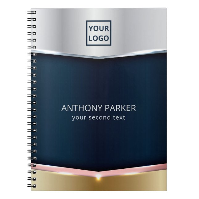 Silver Blue And Gold Metallic Background  Notebook (Front)
