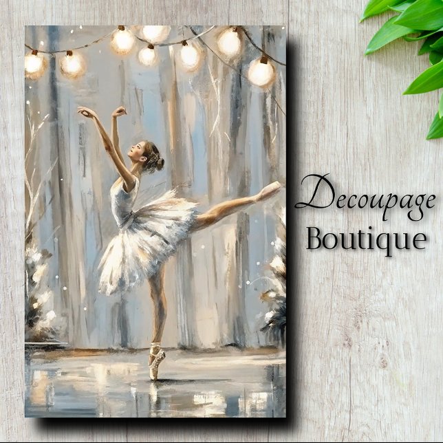 Silver Blue Ballet Dancer Watercolor Decoupage Tissue Paper (Silver Blue Ballet Dancer Watercolor Decoupage Tissue Paper)