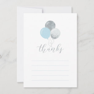 Silver & Blue Balloons   Party Thank You Note Card