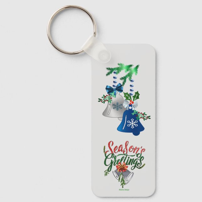 Silver & Blue Bells Christmas : Keychain (Front)