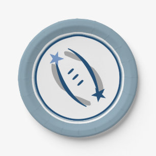 Silver Blue & Blue Football 7" Paper Plates