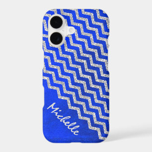 Silver Blue Chevron Personalized