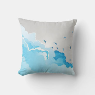 Silver Blue Cloud Lining Throw Pillow