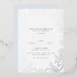 Silver Blue Cross Vintage First Communion