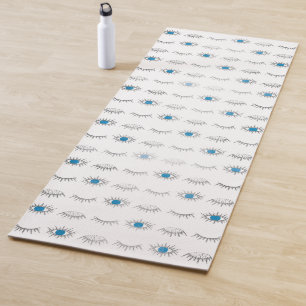 Silver Blue Evil Eye Eyelashes Nazar Mati Pattern Yoga Mat