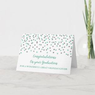 Silver Blue Great Granddaughter Graduation Card