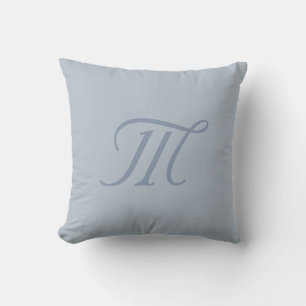 Silver Blue Grey Chic Calming Monogram Pillow